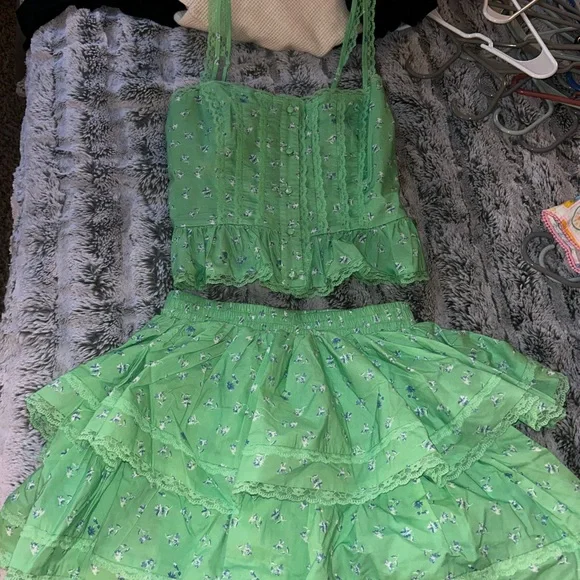 MABLE tropical tea party ruffled skirt set small - Picture 3 of 5